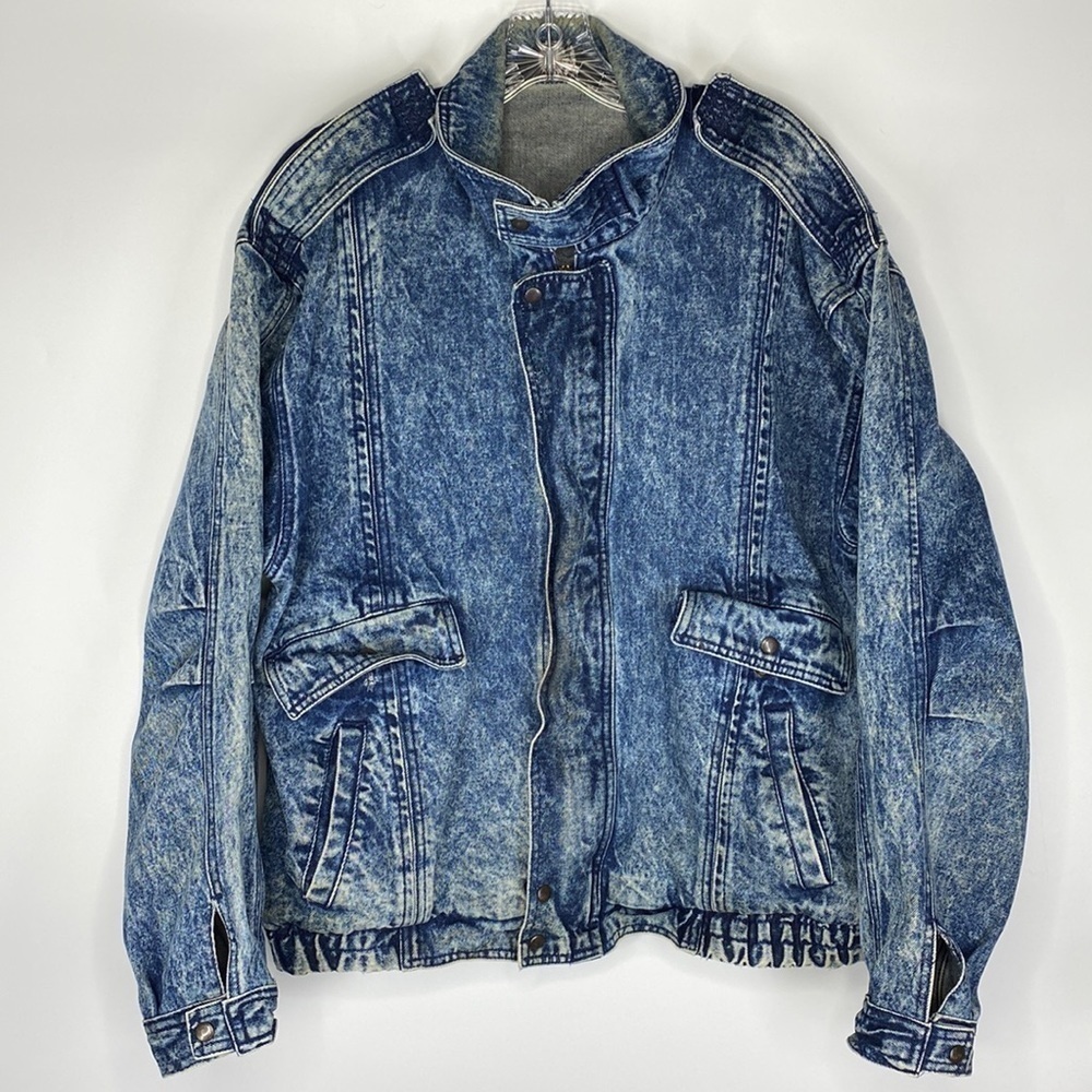 Vintage U.S. Blues Acid Wash Denim Jacket Moto 80s